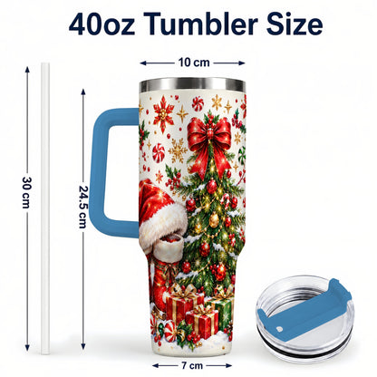 #pl[40oz|Blue] Christmas Tree 40oz Tumbler with Handle, Santa Boots Holiday Design
