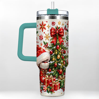 #pl[40oz|Green] Christmas Tree 40oz Tumbler with Handle, Santa Boots Holiday Design
