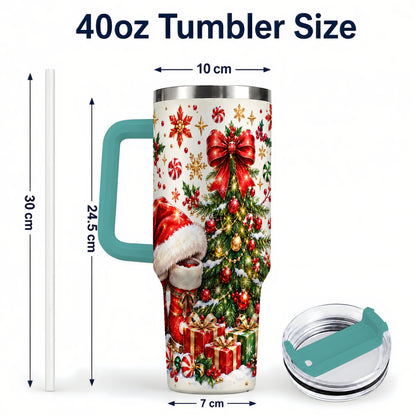#pl[40oz|Green] Christmas Tree 40oz Tumbler with Handle, Santa Boots Holiday Design