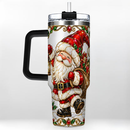 #pl[40oz|Black] Santa Claus 40oz Tumbler with Handle, Christmas Stainless Steel Cup