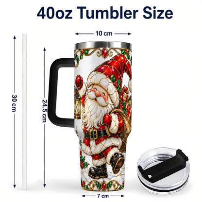 #pl[40oz|Black] Santa Claus 40oz Tumbler with Handle, Christmas Stainless Steel Cup