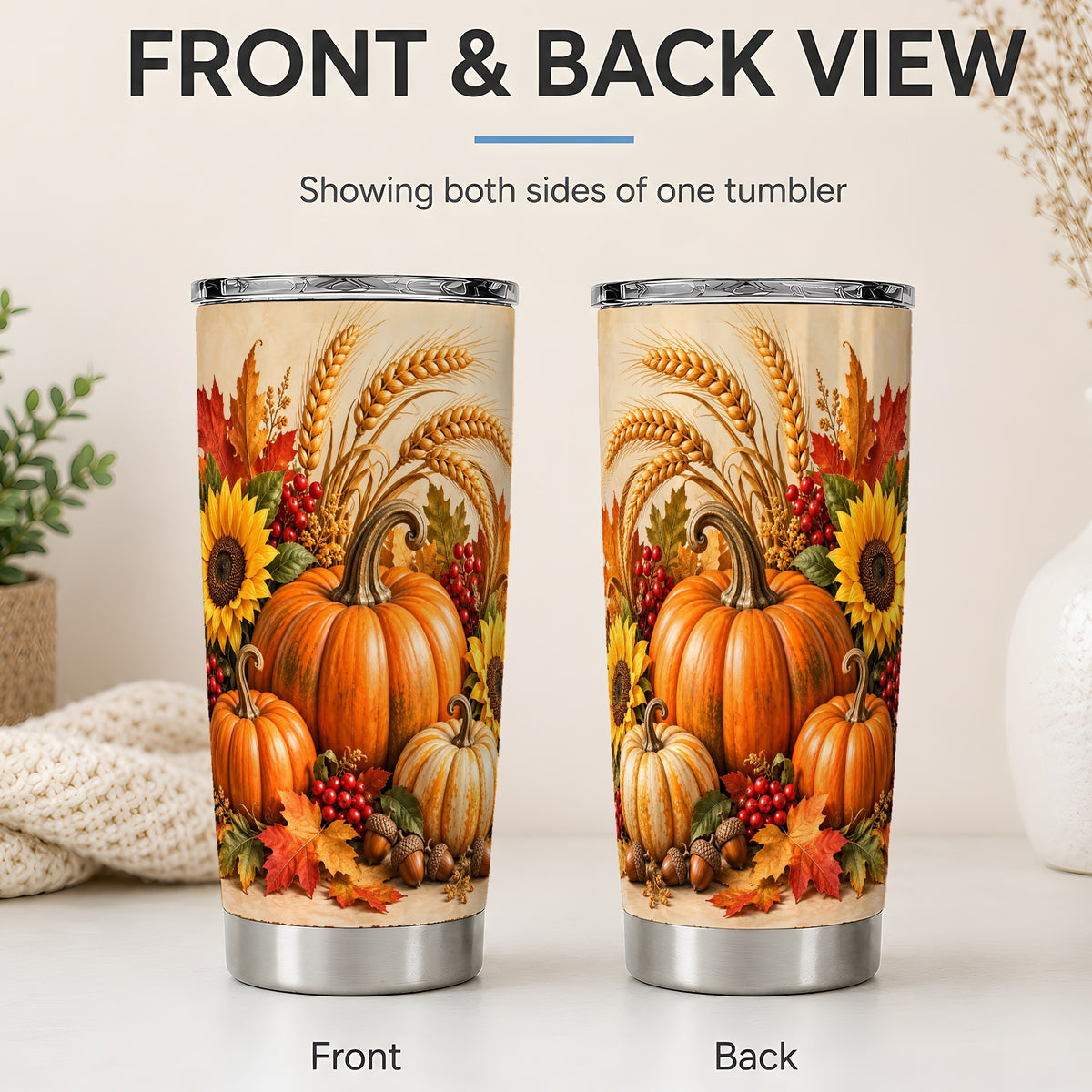 #pl[20oz|Steel] Autumn Pumpkin Harvest 20oz Tumbler, Seasonal Drinkware for Fall Fans