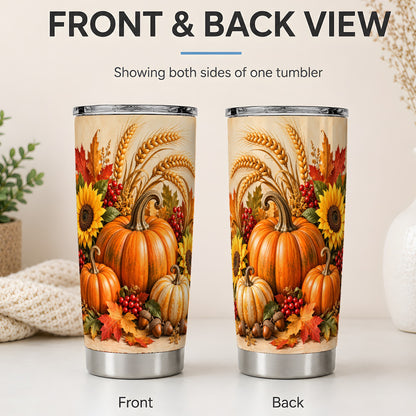 #pl[20oz|Steel] Autumn Pumpkin Harvest 20oz Tumbler, Seasonal Drinkware for Fall Fans