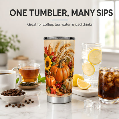 Autumn Pumpkin Harvest 20oz Tumbler, Seasonal Drinkware for Fall Fans