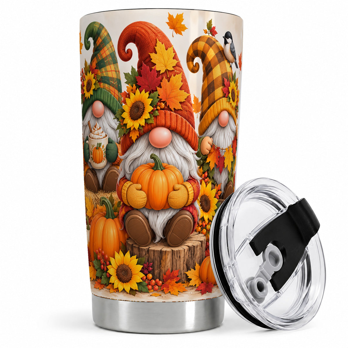 Autumn Gnome Pumpkin 20oz Tumbler, Seasonal Drinkware for Fall Fans