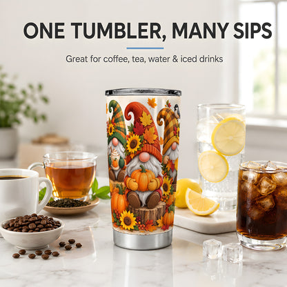 Autumn Gnome Pumpkin 20oz Tumbler, Seasonal Drinkware for Fall Fans