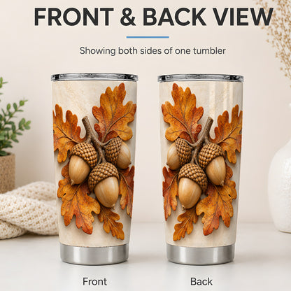 #pl[20oz|Steel] Autumn Acorn Oak Leaf 20oz Tumbler, Nature Drinkware for Fall Fans
