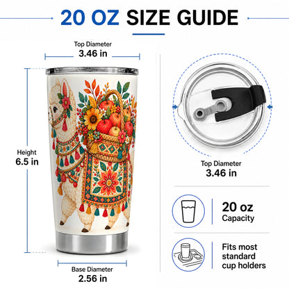 #pl[20oz|Steel] Autumn Llama Apple Basket 20oz Tumbler, Seasonal Drinkware for Animal Fans