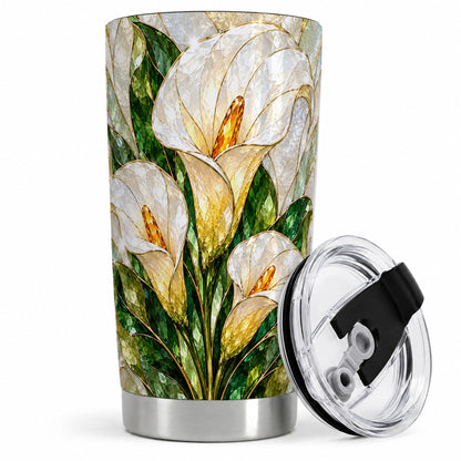 Calla Lily Floral 20oz Tumbler, Stained Glass Style Botanical Artwork