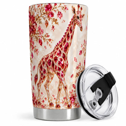 Red Giraffe Floral 20oz Tumbler, Faceted Animal Artwork for Giraffe Fans