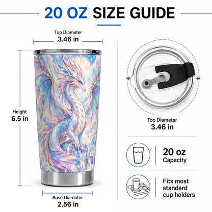 #pl[20oz|Steel] Pastel Dragon Tumbler, 20oz Tumbler with Celestial Crystal Artwork