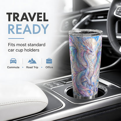 Pastel Dragon Tumbler, 20oz Tumbler with Celestial Crystal Artwork