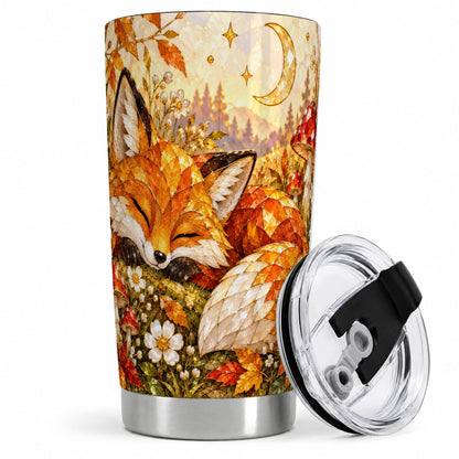 Woodland Fox Tumbler, 20oz Tumbler with Mushroom Autumn Artwork