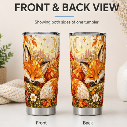 #pl[20oz|Steel] Woodland Fox Tumbler, 20oz Tumbler with Mushroom Autumn Artwork