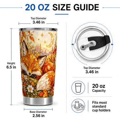 #pl[20oz|Steel] Woodland Fox Tumbler, 20oz Tumbler with Mushroom Autumn Artwork