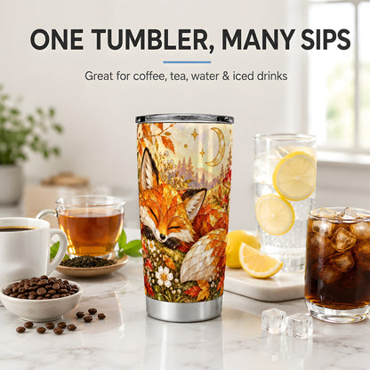 Woodland Fox Tumbler, 20oz Tumbler with Mushroom Autumn Artwork