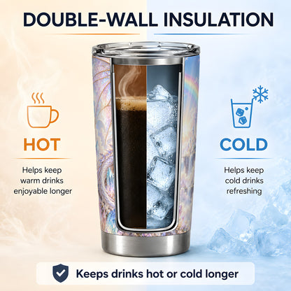 White Dragon Tumbler, 20oz Tumbler with Crystal Fantasy Artwork