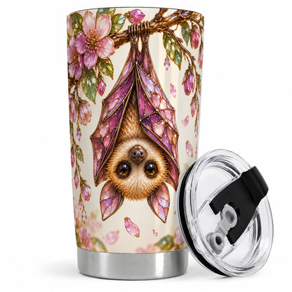 Floral Bat Tumbler, 20oz Tumbler with Pink Blossom Artwork