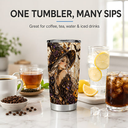 Halloween Witch Tumbler, 20oz Tumbler with Black Cat Artwork