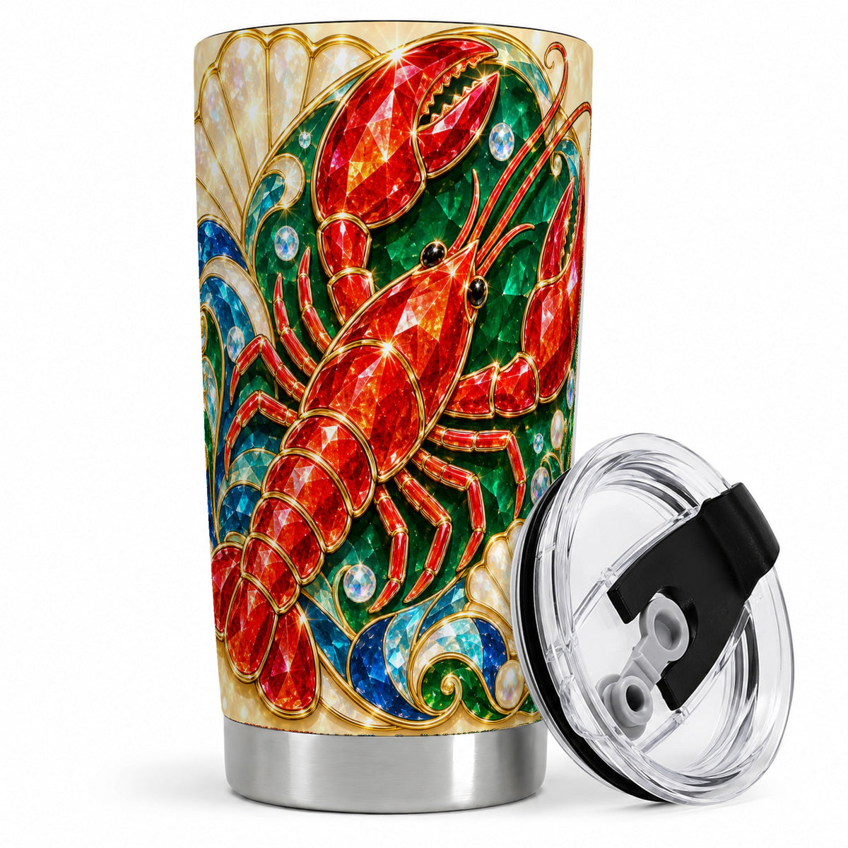 Gemstone Lobster 20oz Tumbler, Stainless Steel Drinkware for Seafood Fans
