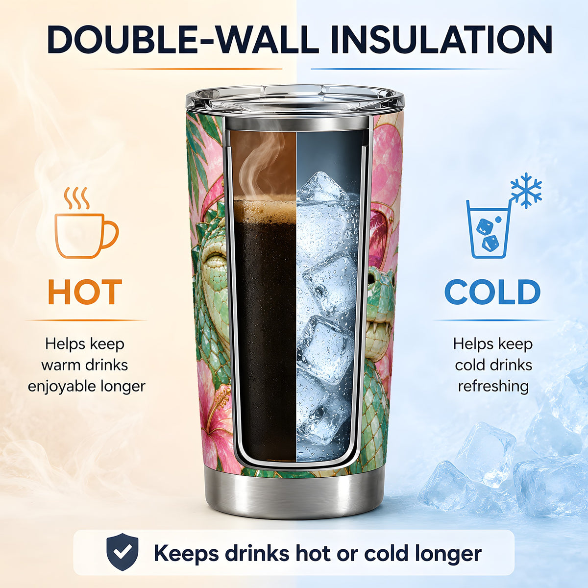 Sunglasses Alligator 20oz Tumbler, Tropical Stainless Steel Drinkware