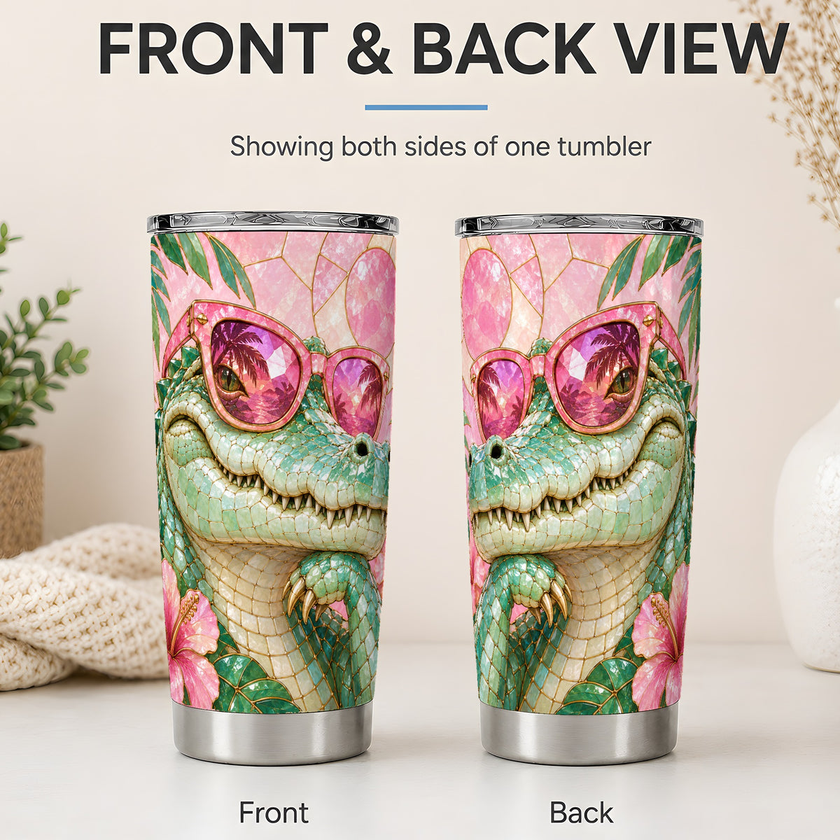 #pl[20oz|Steel] Sunglasses Alligator 20oz Tumbler, Tropical Stainless Steel Drinkware