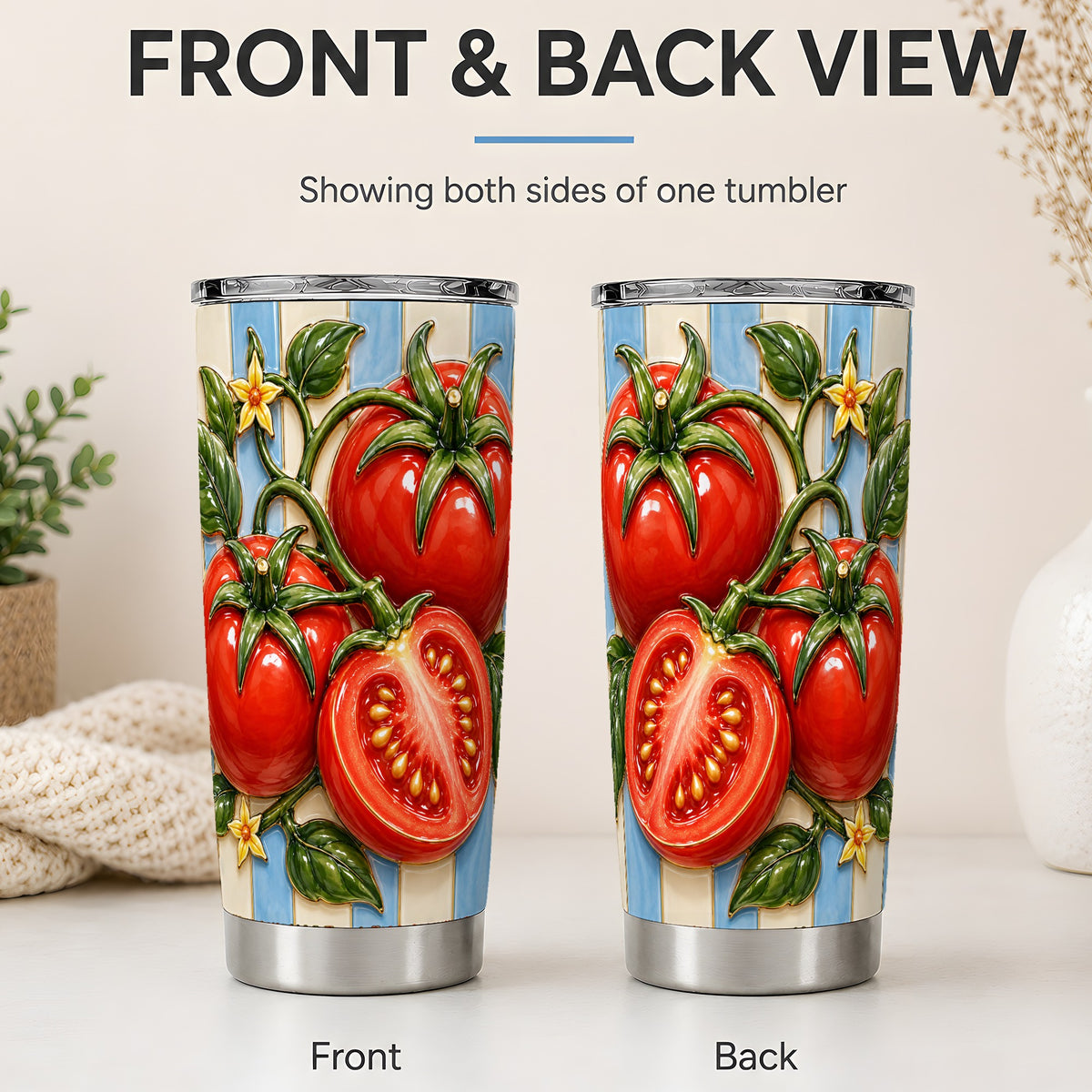 #pl[20oz|Steel] Tomato Garden 20oz Tumbler, Stainless Steel Drinkware for Garden Fans