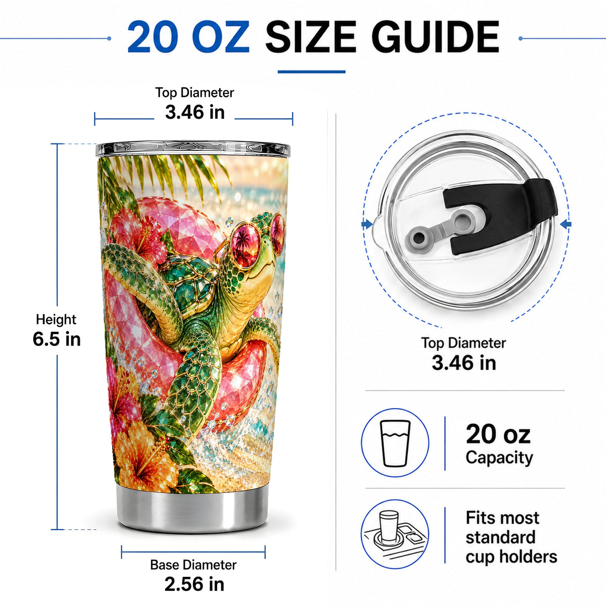 #pl[20oz|Steel] Tropical Sea Turtle 20oz Tumbler, Stainless Steel Drinkware for Beach Fans