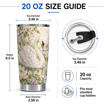 #pl[20oz|Steel] Swan Pond Floral 20oz Tumbler, Stainless Steel Drinkware for Nature Lovers