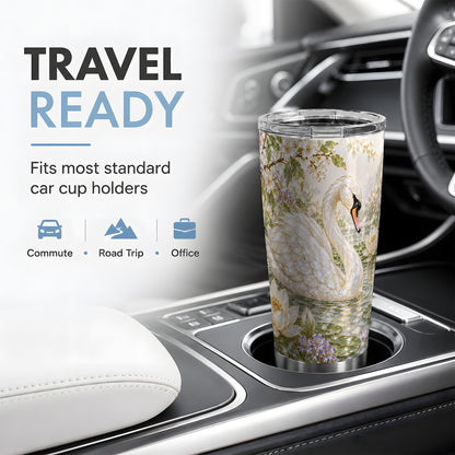 Swan Pond Floral 20oz Tumbler, Stainless Steel Drinkware for Nature Lovers