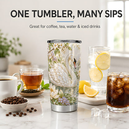 Swan Pond Floral 20oz Tumbler, Stainless Steel Drinkware for Nature Lovers