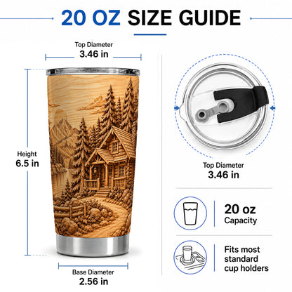 #pl[20oz|Steel] Rustic Cabin 20oz Tumbler, Stainless Steel Drinkware for Outdoor Fans