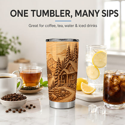 Rustic Cabin 20oz Tumbler, Stainless Steel Drinkware for Outdoor Fans