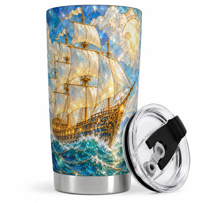 Sailing Ship 20oz Tumbler, Stainless Steel Drinkware for Nautical Fans