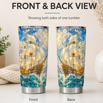 #pl[20oz|Steel] Sailing Ship 20oz Tumbler, Stainless Steel Drinkware for Nautical Fans