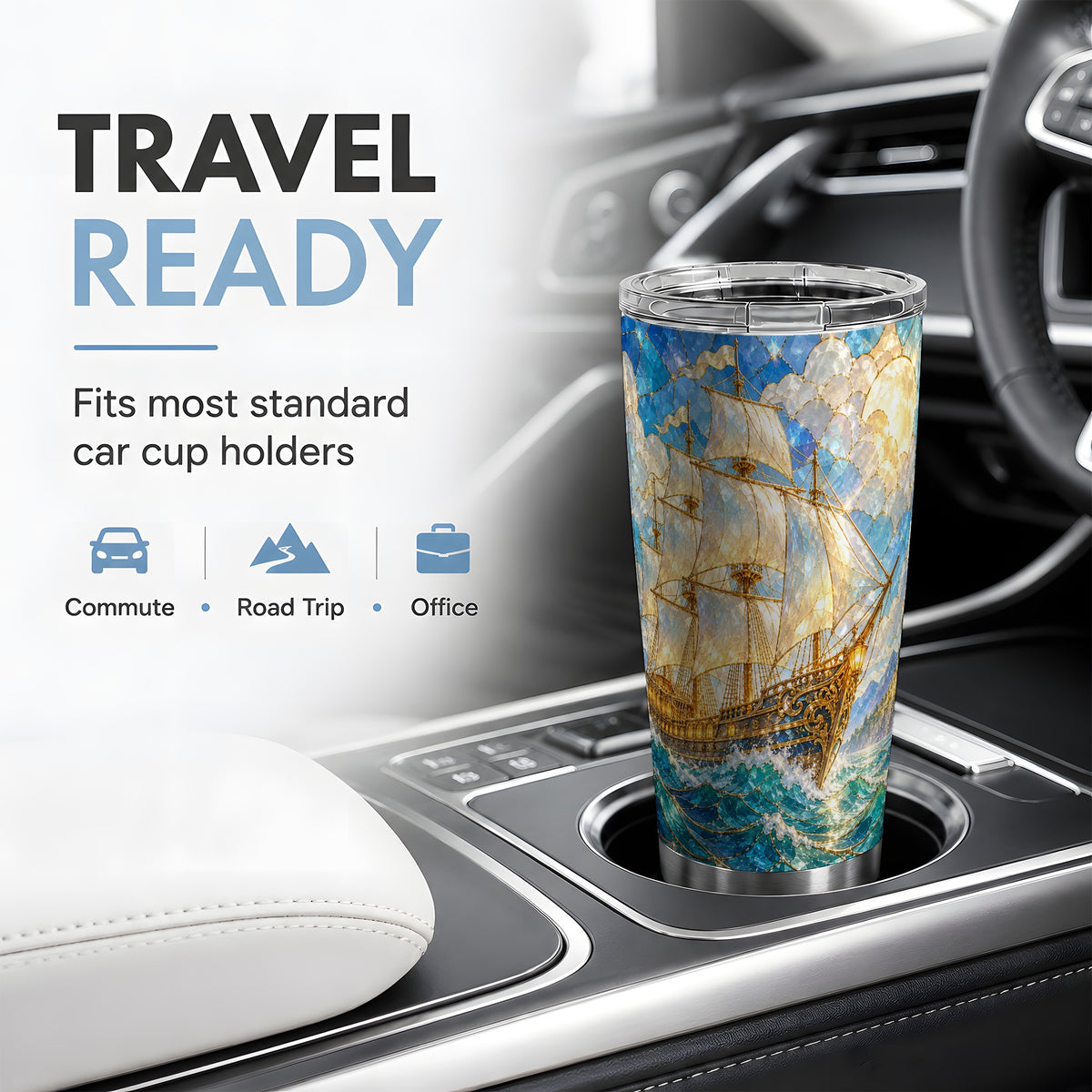 Sailing Ship 20oz Tumbler, Stainless Steel Drinkware for Nautical Fans