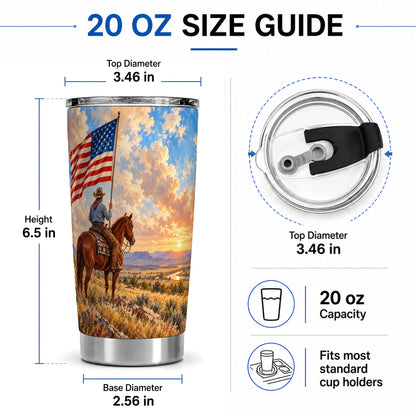 #pl[20oz|Steel] Patriotic Cowboy 20oz Tumbler, Stainless Steel Drinkware for Western Fans