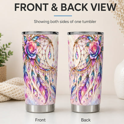 #pl[20oz|Steel] Floral Dreamcatcher 20oz Tumbler, Stainless Steel Drinkware for Boho Fans