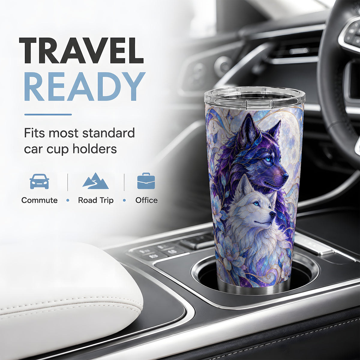 Wolf Moon 20oz Tumbler, Celestial Floral Travel Drinkware