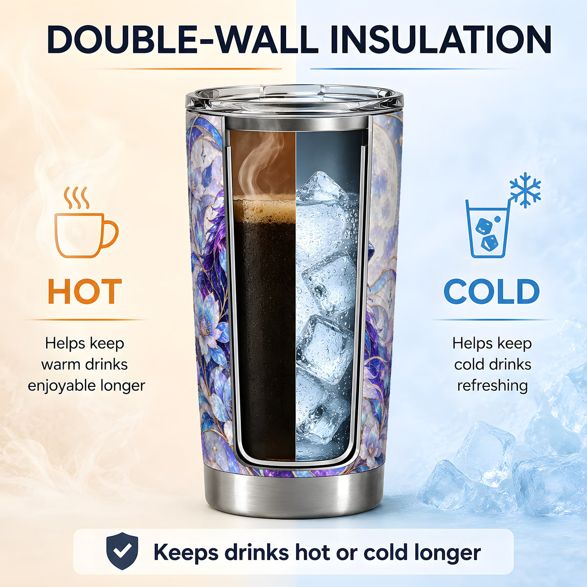 Wolf Moon 20oz Tumbler, Celestial Floral Travel Drinkware