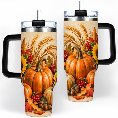 #pl[40oz|Black] Autumn Pumpkin Harvest 40oz Tumbler, Large Seasonal Drinkware for Fall