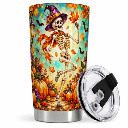 Halloween Skeleton 20oz Tumbler, Witch Hat Pumpkin Artwork