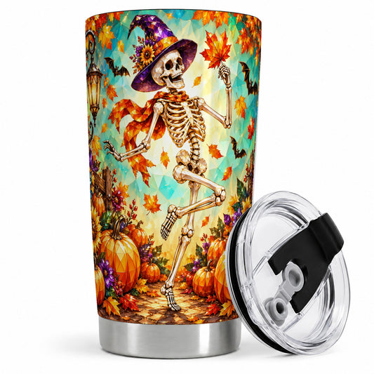 Halloween Skeleton 20oz Tumbler, Witch Hat Pumpkin Artwork