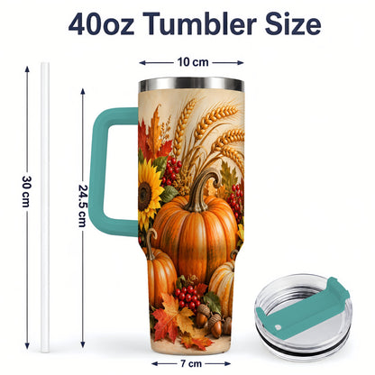 #pl[40oz|Green] Autumn Pumpkin Harvest 40oz Tumbler, Large Seasonal Drinkware for Fall