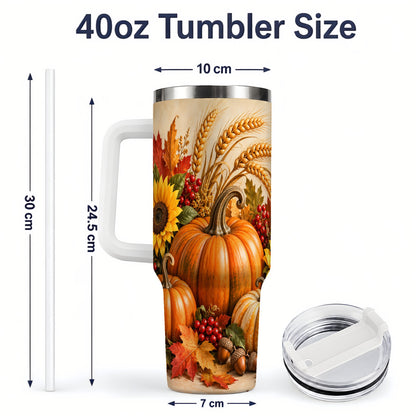 #pl[40oz|White] Autumn Pumpkin Harvest 40oz Tumbler, Large Seasonal Drinkware for Fall