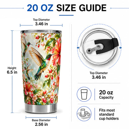 #pl[20oz|Steel] Hummingbird Hibiscus 20oz Tumbler, Stainless Steel Drinkware