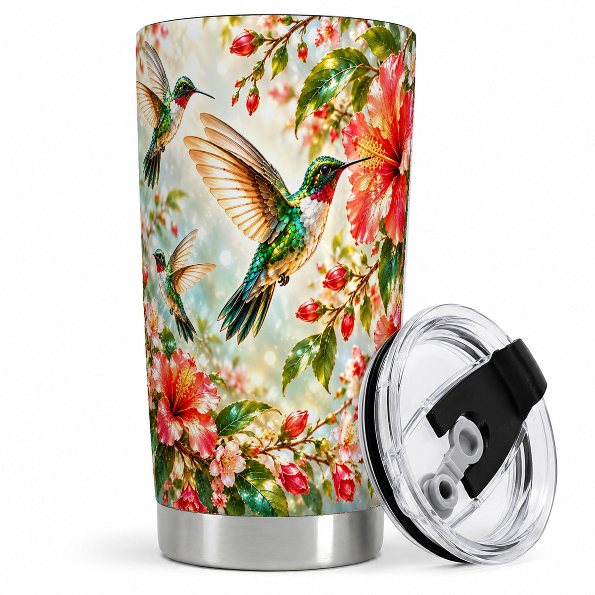 Hummingbird Hibiscus 20oz Tumbler, Stainless Steel Drinkware