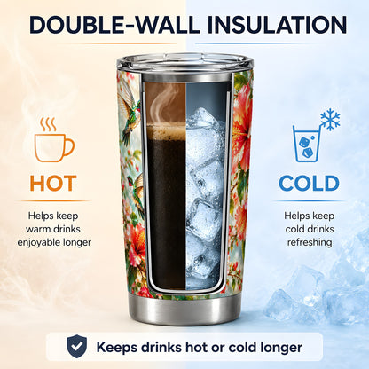 Hummingbird Hibiscus 20oz Tumbler, Stainless Steel Drinkware
