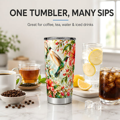 Hummingbird Hibiscus 20oz Tumbler, Stainless Steel Drinkware