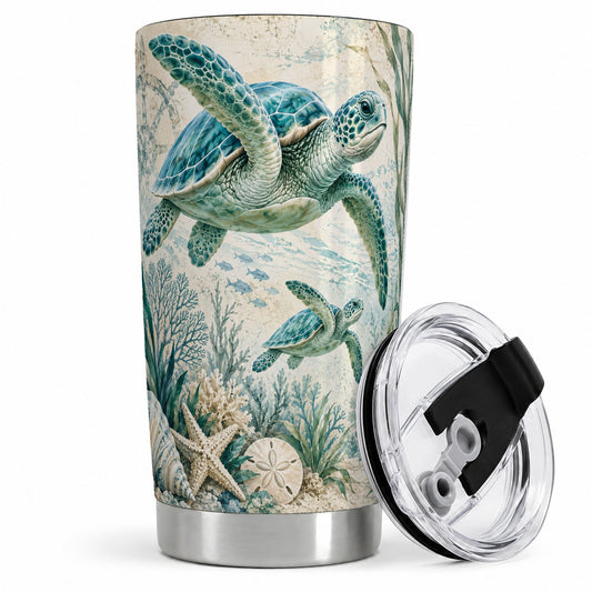 Sea Turtle Coastal 20oz Tumbler, Stainless Steel Drinkware